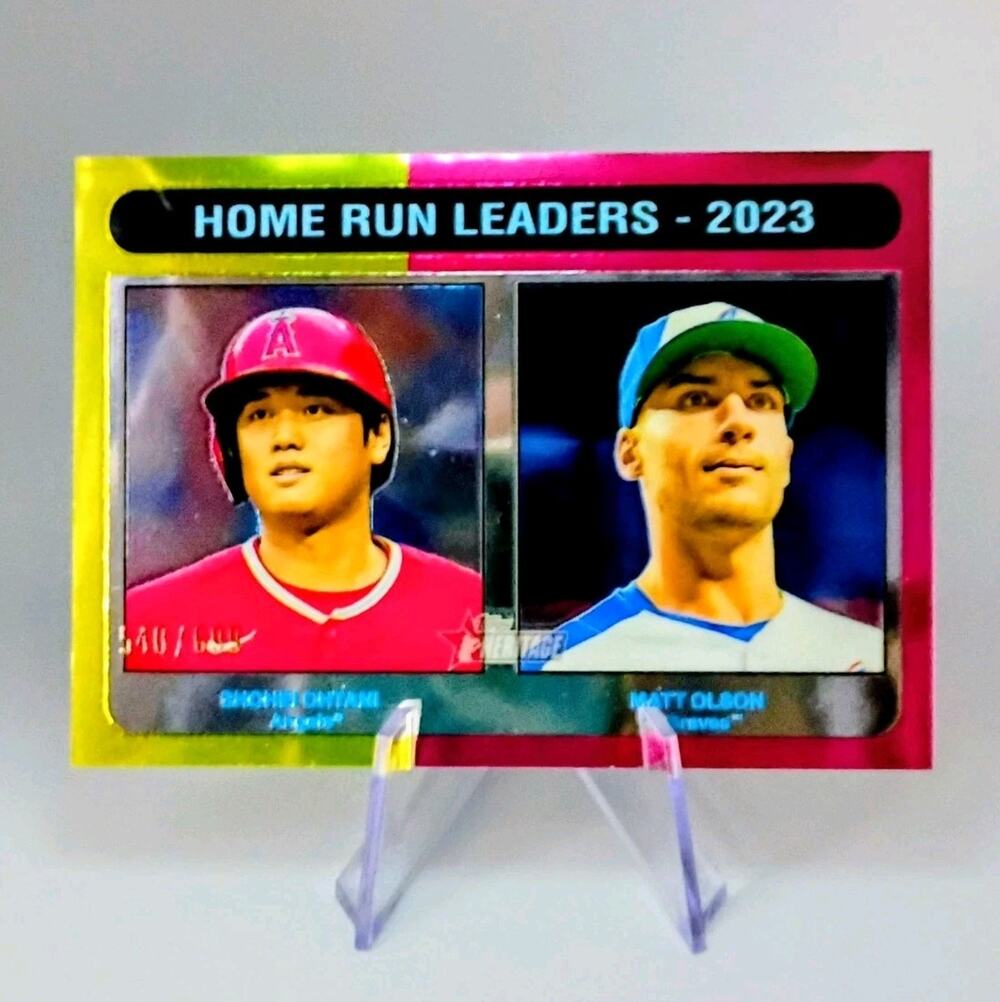Home Run Leaders-2023 #307 Topps Heritage Chrome (Ohtani, Olson) SP 640/699